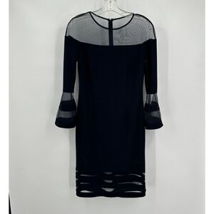 Betsy Adam Black‎ Mesh Illusion Sheer Sleeve Sheath Dress Size 6 Evening Holiday